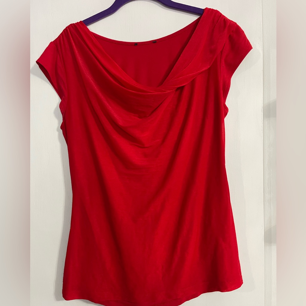 Express Vibrant Red Cowl Neck Blouse